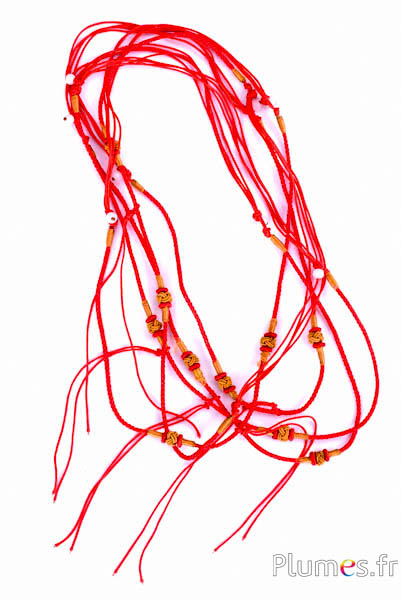 Halskette mit Perlen - Länge 65 cm - rot